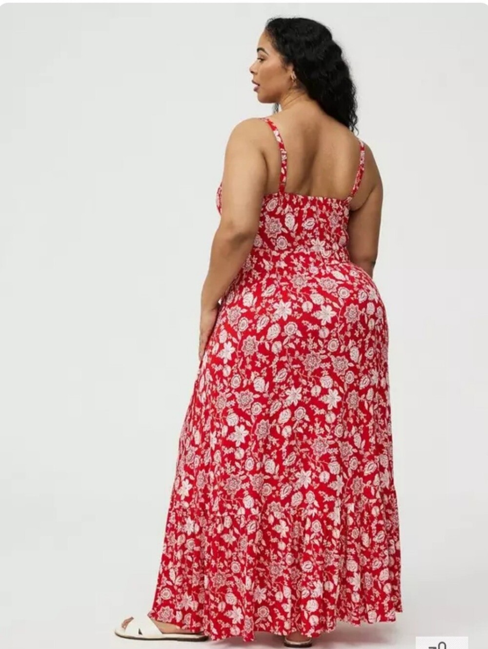 NWOT Torrid 3 Red Floral Maxi Dress with Spaghetti Straps Adjustable Size 3X - Picture 2 of 6